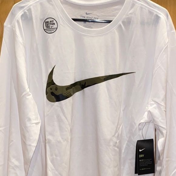 Nike Other - Nike CAMO Swoosh Dri-Fit Cotton Long Sleeve Tee Sizr XL White